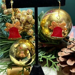 Festive Red and Gold Bell Earrings